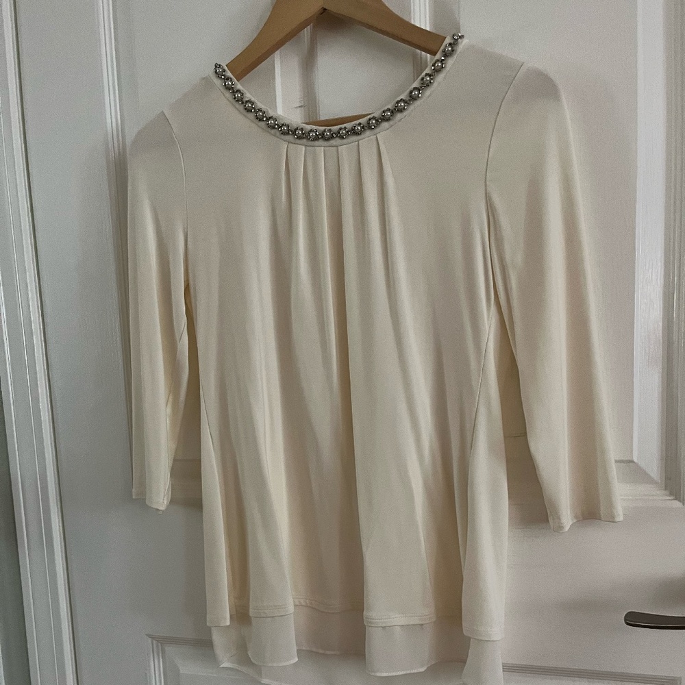 WHBM Lace Lined Necklace Top - Ecru XX Small